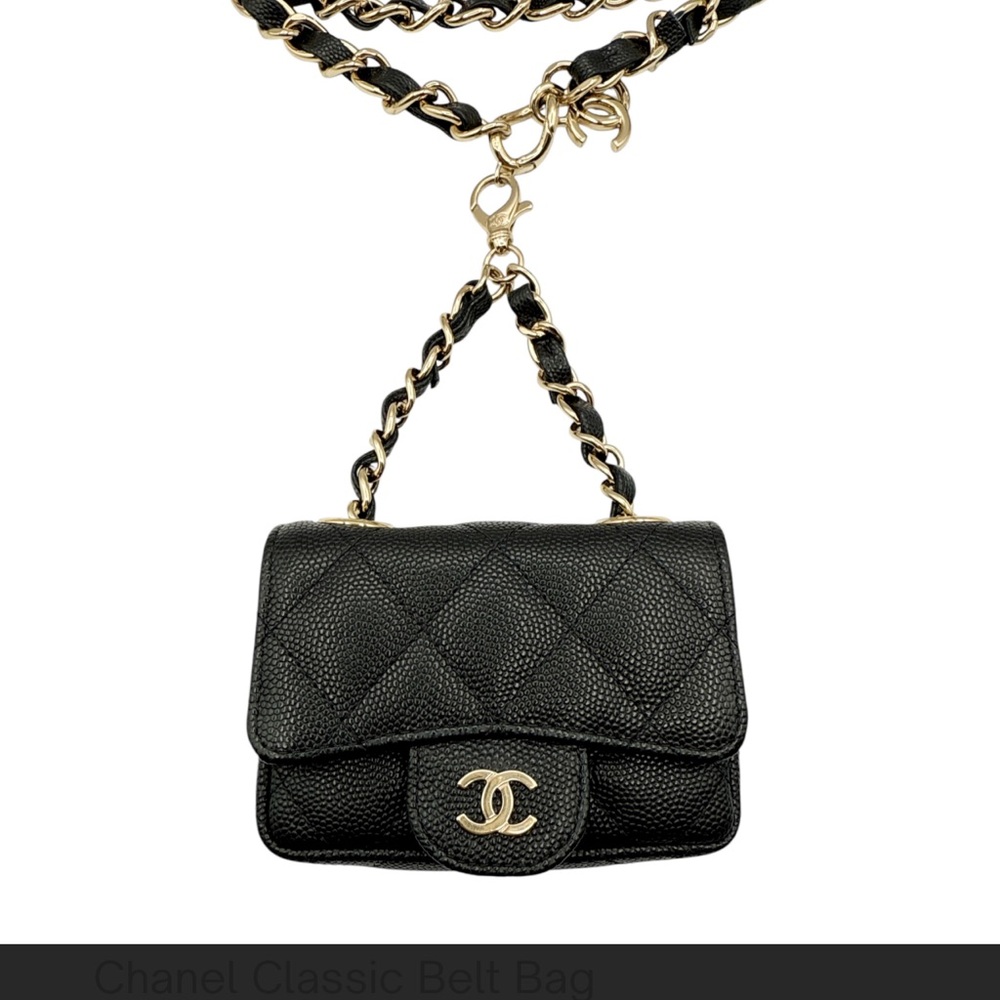 CHANEL Black Mini Quilted Bag with Gold Chain